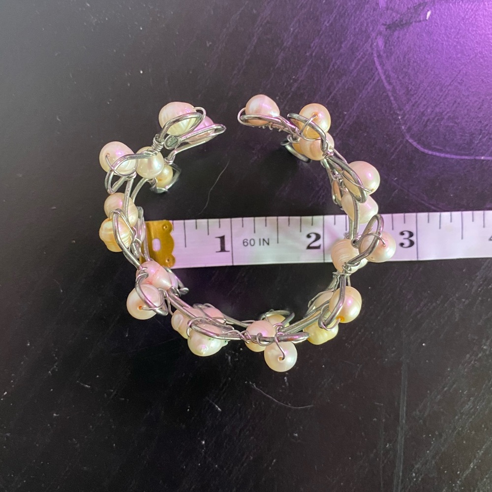 Freshwater Pearl Handmade Cuff Bracelet - Picture 5 of 6